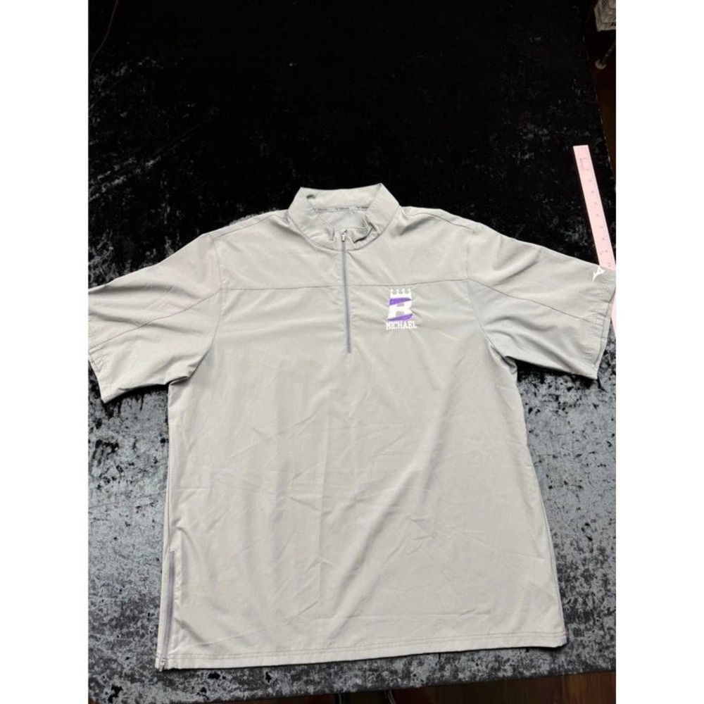 Mizuno Gray Performance Short Sleeve 1/4 Zip Pullover Michael Embroidered Logo